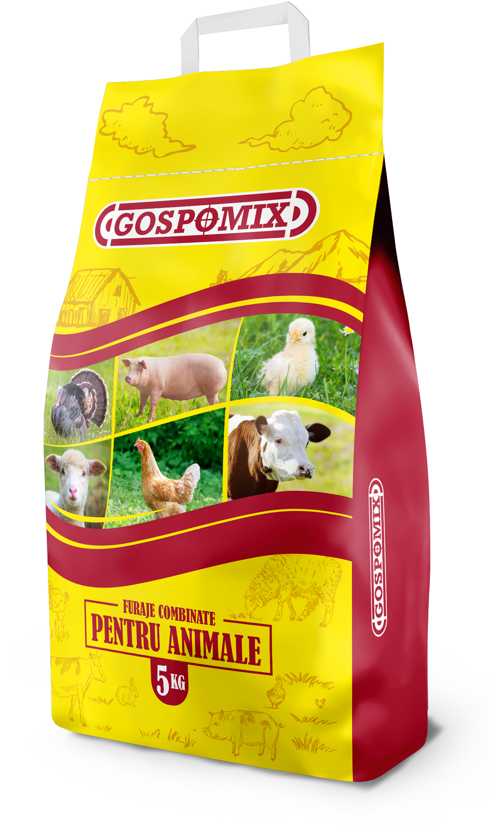 Furaj combinat GOSPOMIX curci crestere finisare 5KG - Acasă